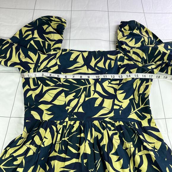 Ba&Sh Dress Womens US 6 Green Yellow Winnie Palm Print Tiered Mini Smocked Boho - Picture 9 of 14